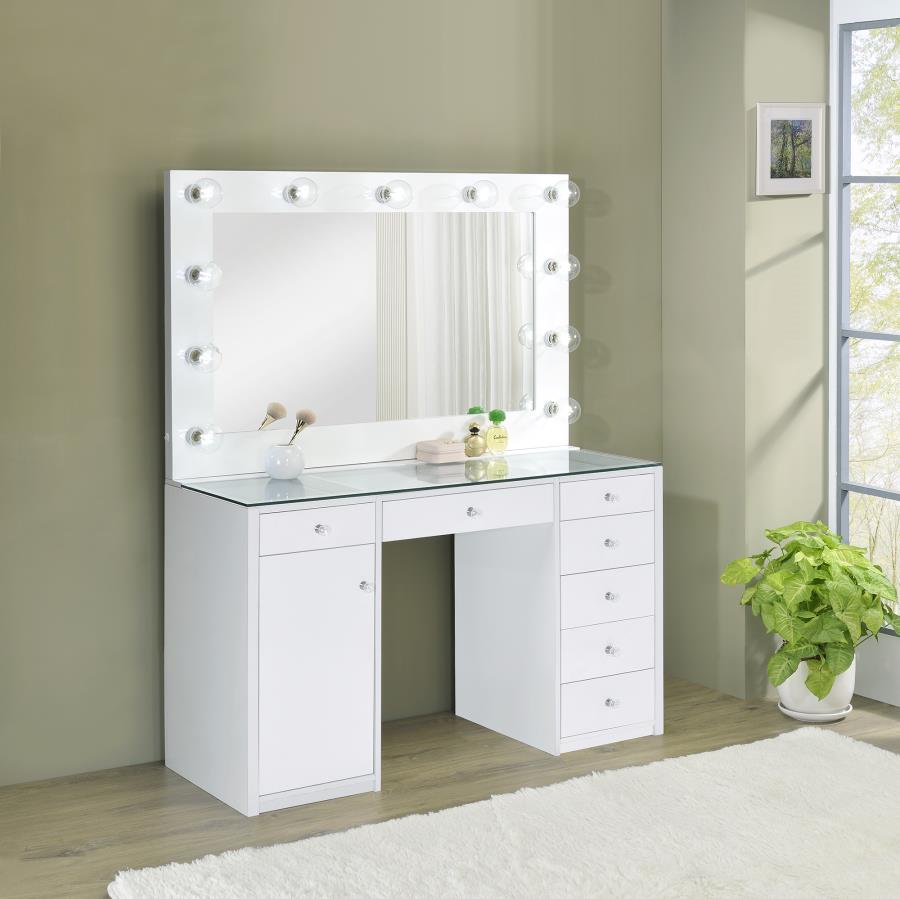 Acena - 7-Drawer Vanity Set With Lighting