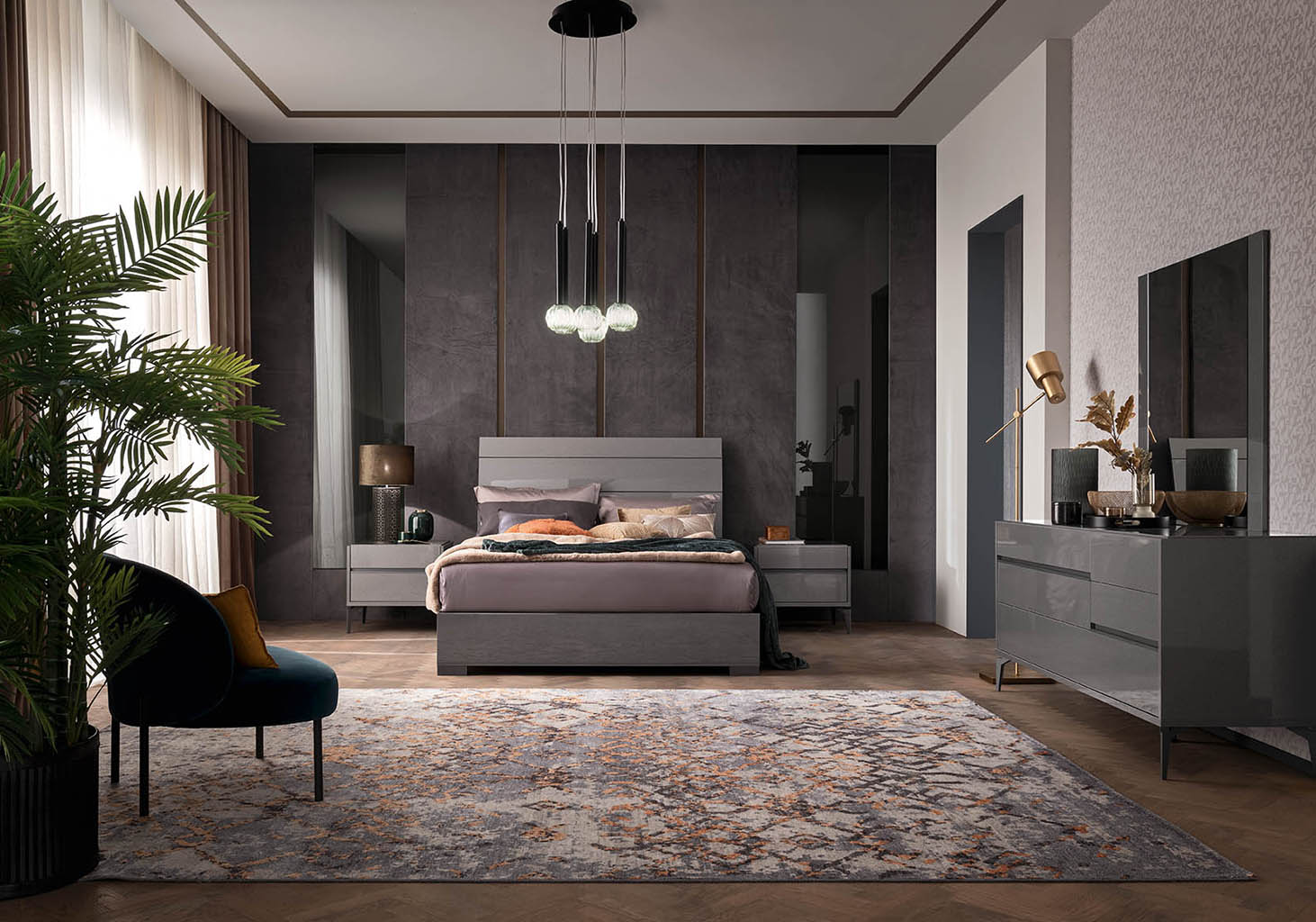 modern italian dresser Alf Italia Graphite Italian Bedroom Collection