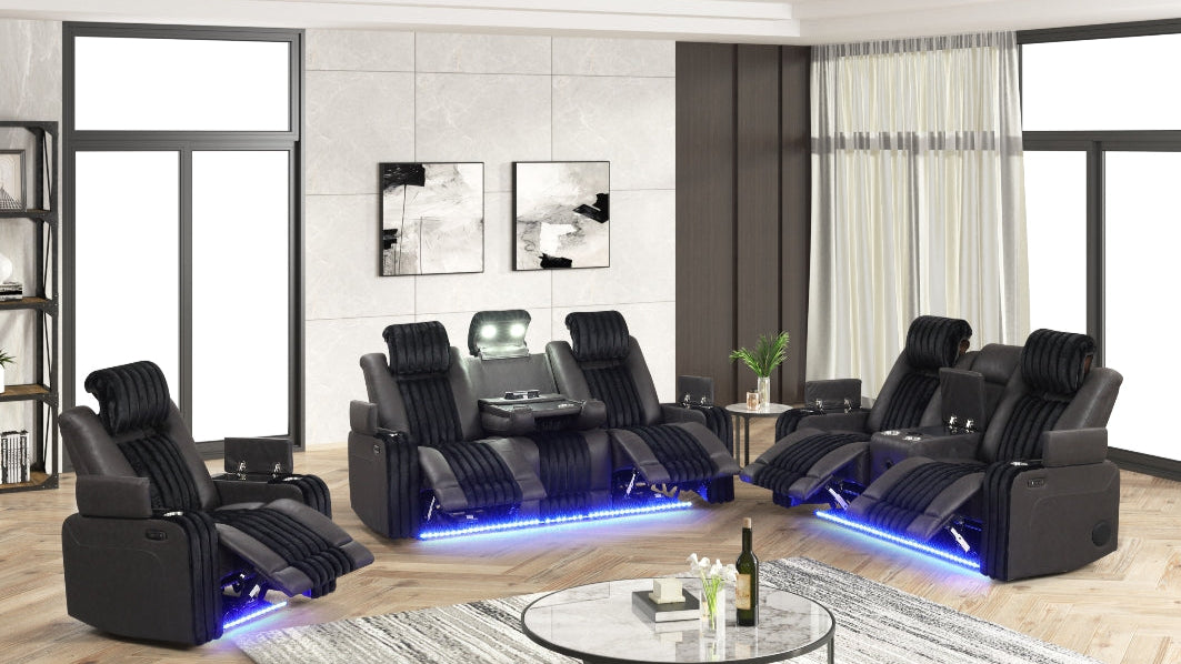 S4225 Lita (Black) power reclining set