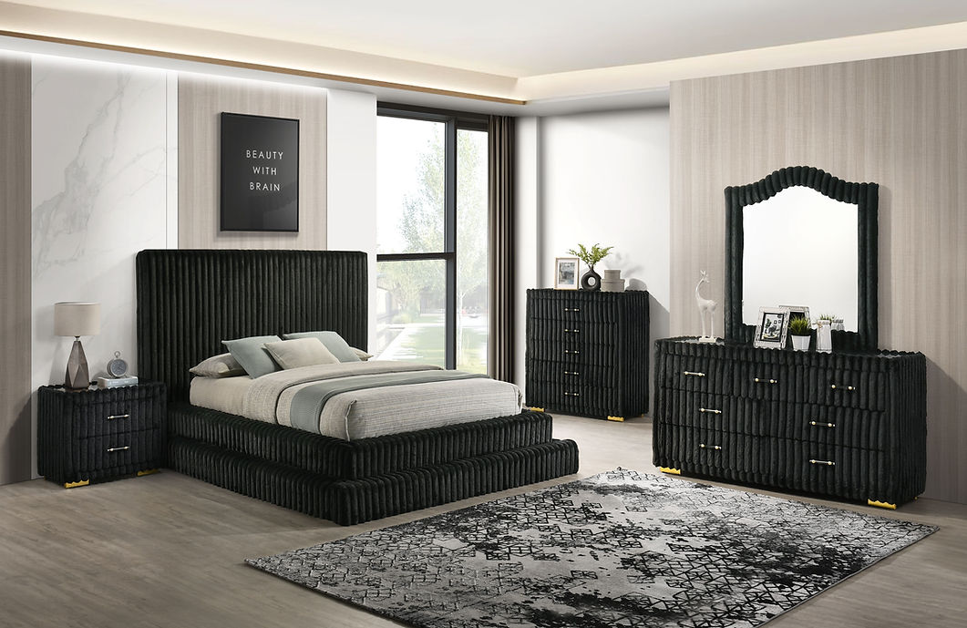 modern bed with dressing table B9020 Micah w/Henley (Black) bedroom set