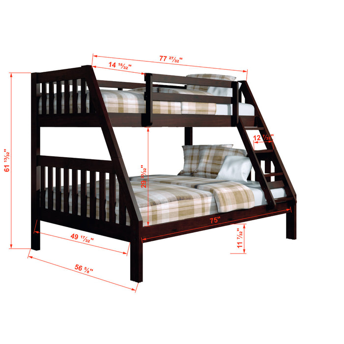 DONCO 1018     TWIN/FULL MISSION BUNKBED CAPPUCCINO