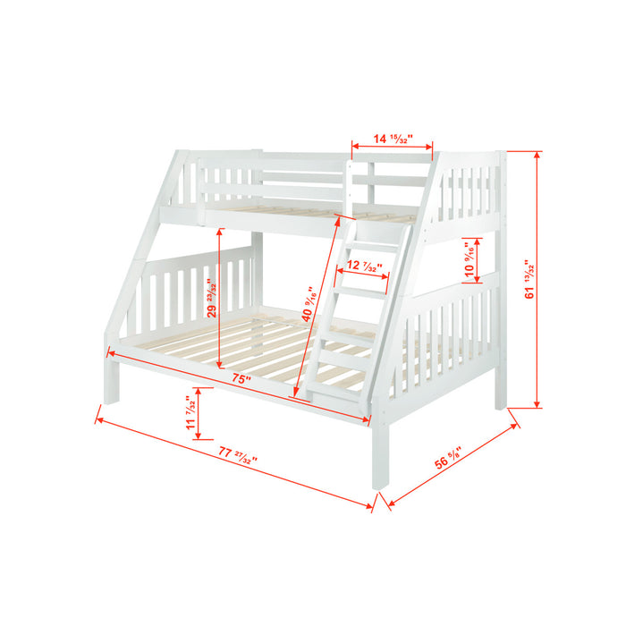 DONCO 1018 TWIN/FULL MISSION BUNK BED WHITE