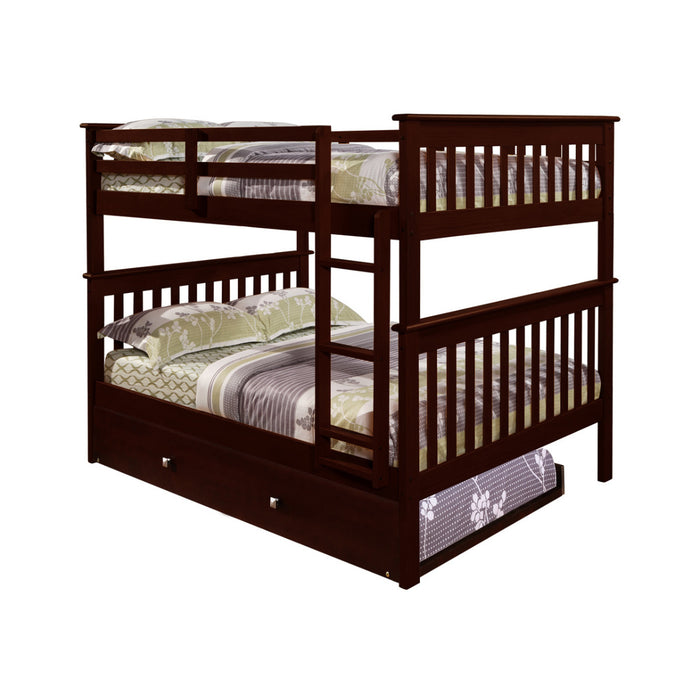 DONCO 123     MISSION BUNKBED FULL/FULL CAPPUCCINO