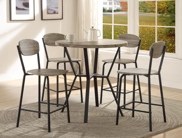 1730-GY BLAKE 5pcs ROUND COUNTER HEIGHT DINETTE