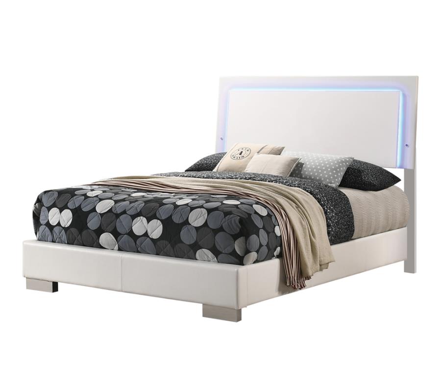 Felicity 5-piece Queen Bedroom Set with LED Headboard Glossy White