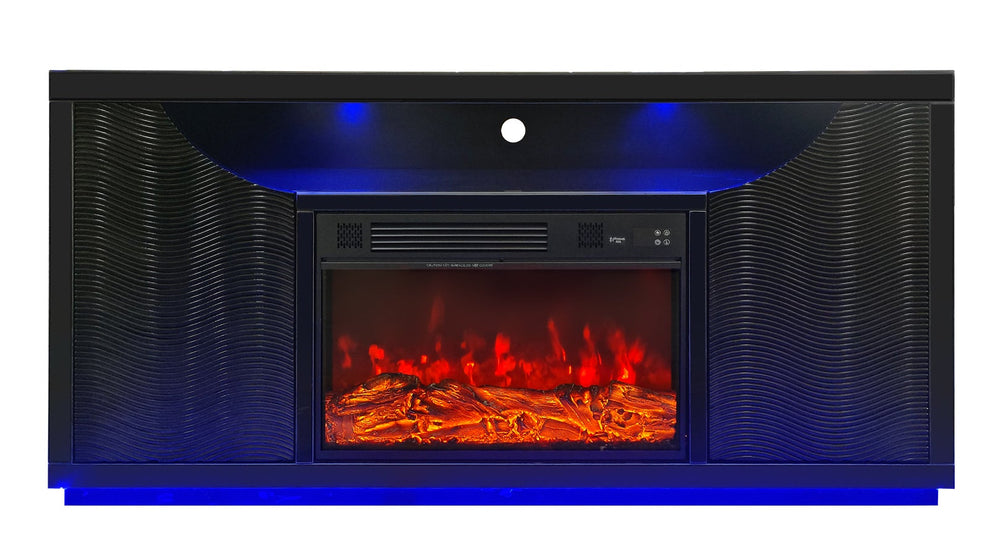A-F07 Maya (Black) tv stand with fireplace