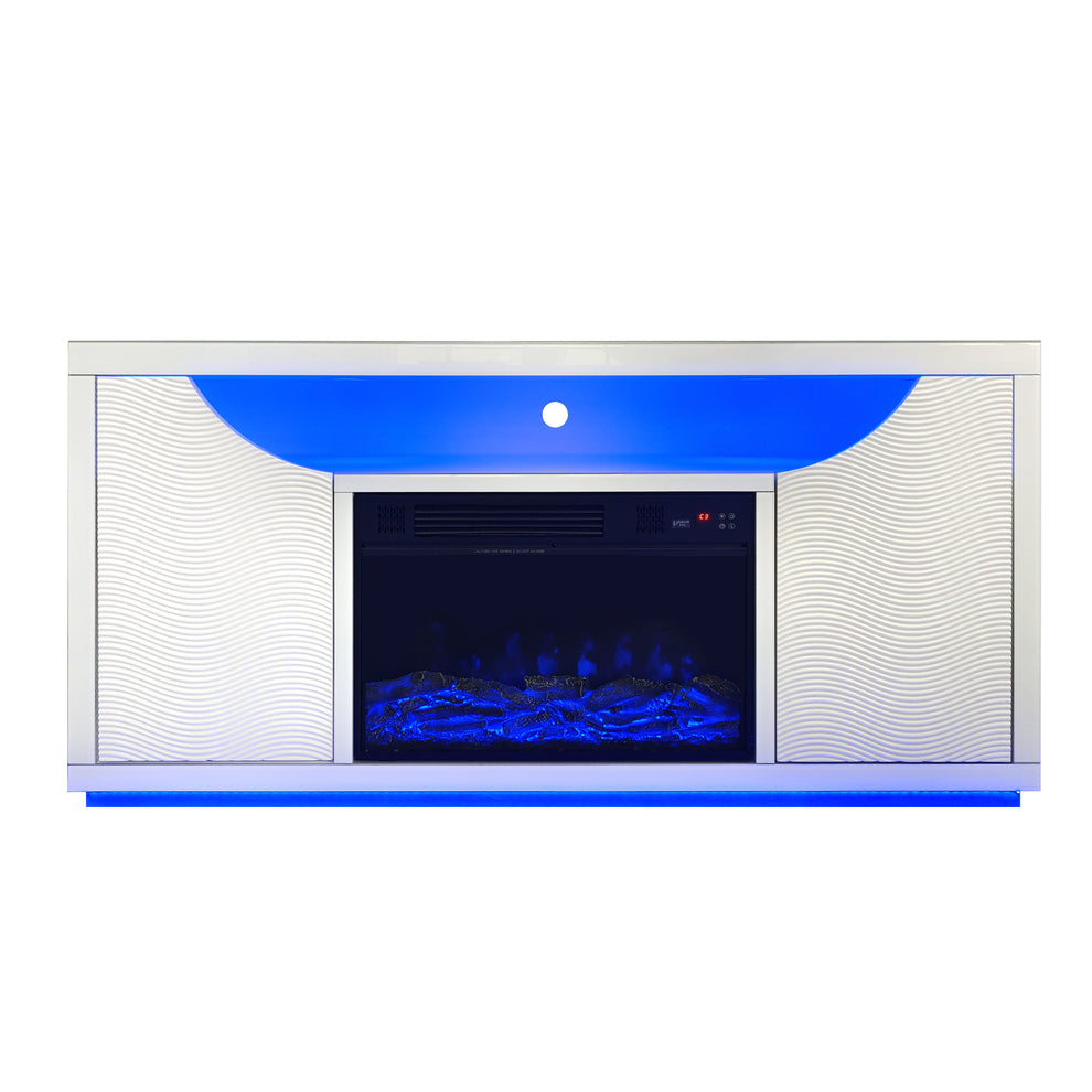 A-F07 Maya (White) tv stand with fireplace