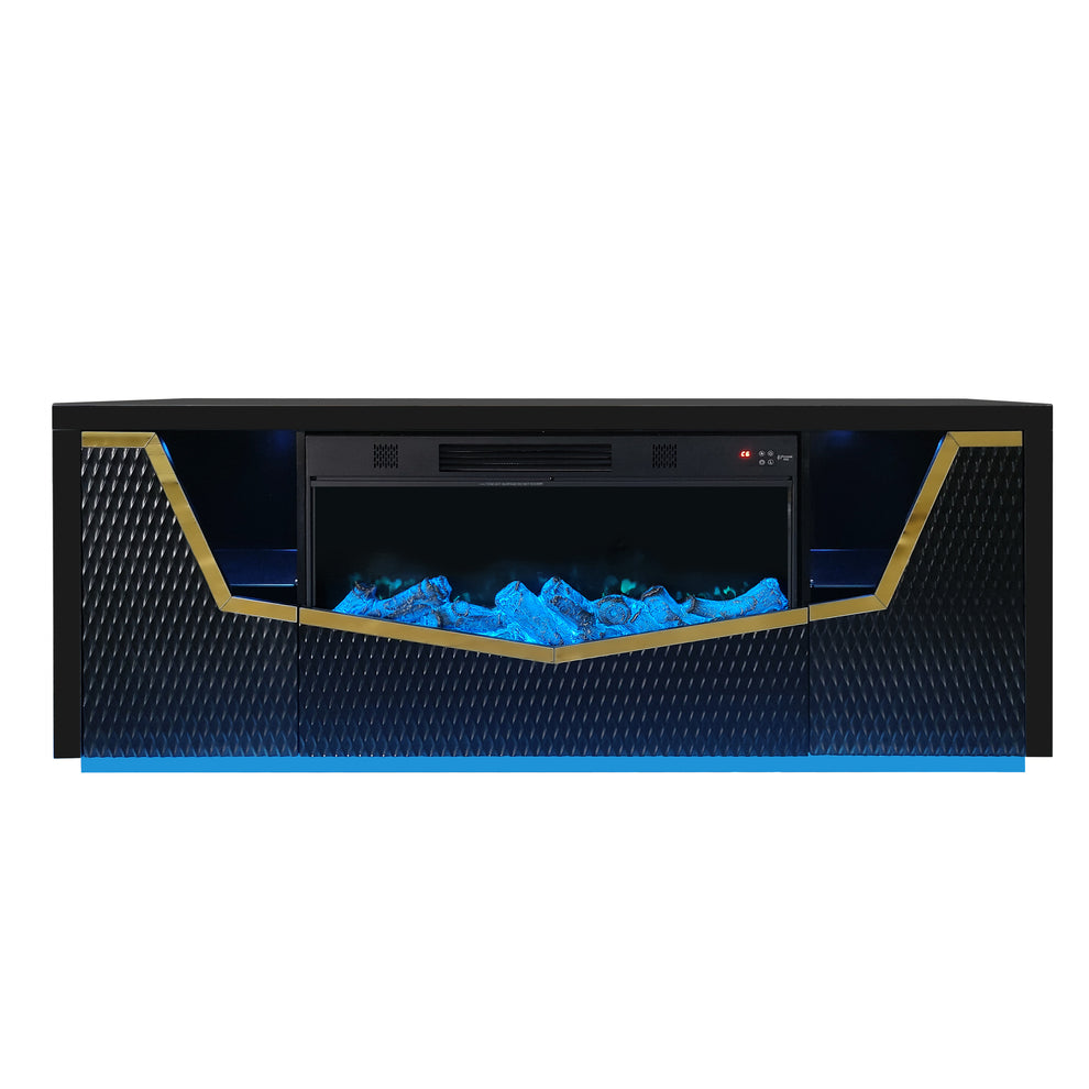 A-F11 Carmela (Black) tv stand with fireplace