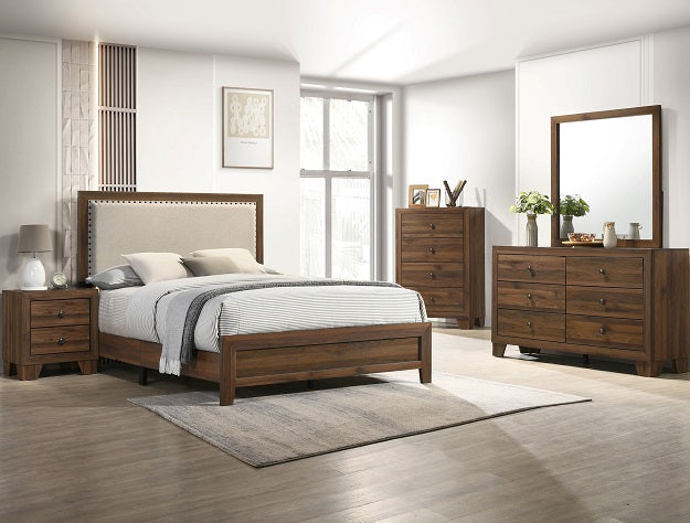 B9255 MILLIE UPHOLSTERED BED GROUP BROWN