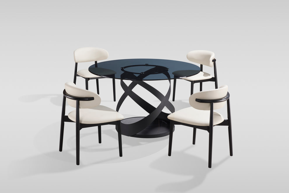D1550 Dimi (Smoke Glass/Black) dining set
