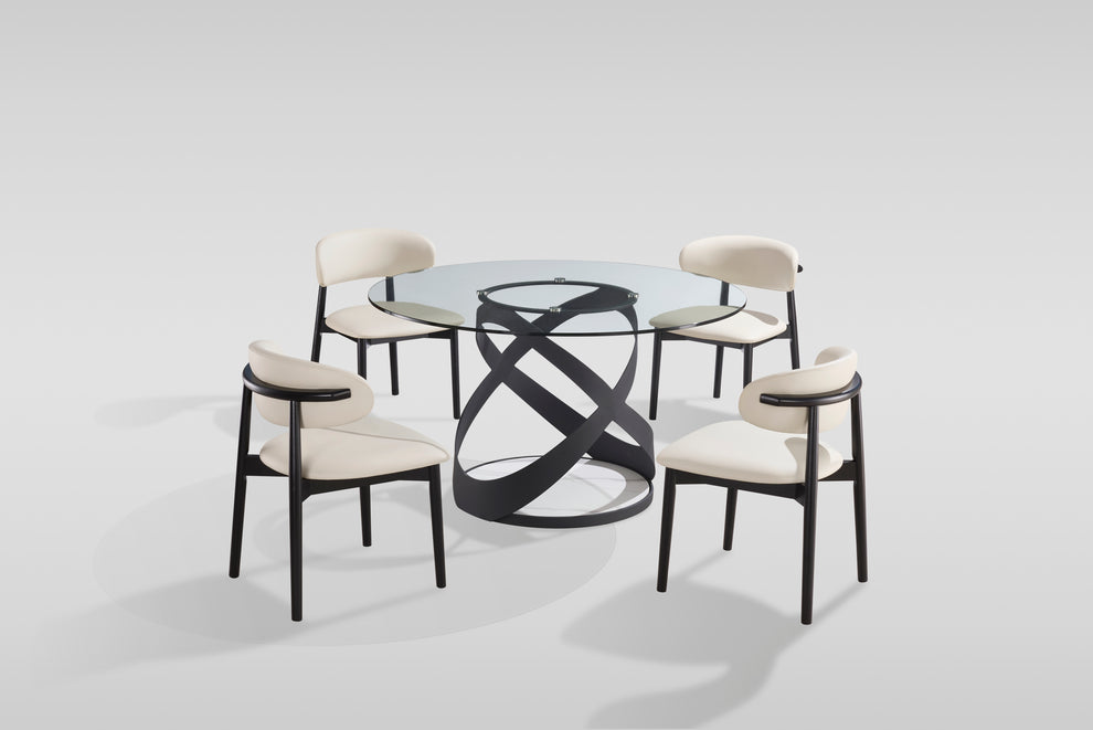 D1550 Dimi (Clear Glass/Black) dining set