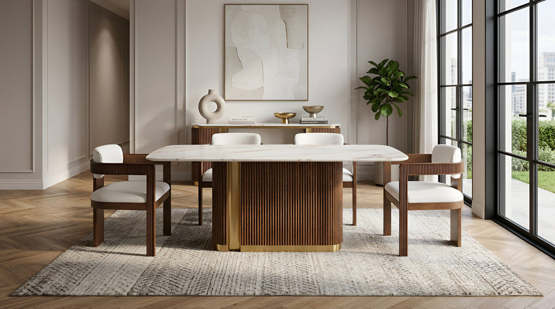 D1580 Valente (White/Walnut) dining set