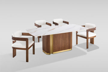D1580 Valente (White/Walnut) dining set