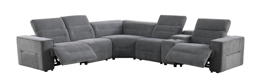 MI-1265 Nexus (DK. Grey Fabric) power reclining sectional