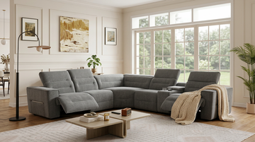 MI-1265 Nexus (DK. Grey Fabric) power reclining sectional