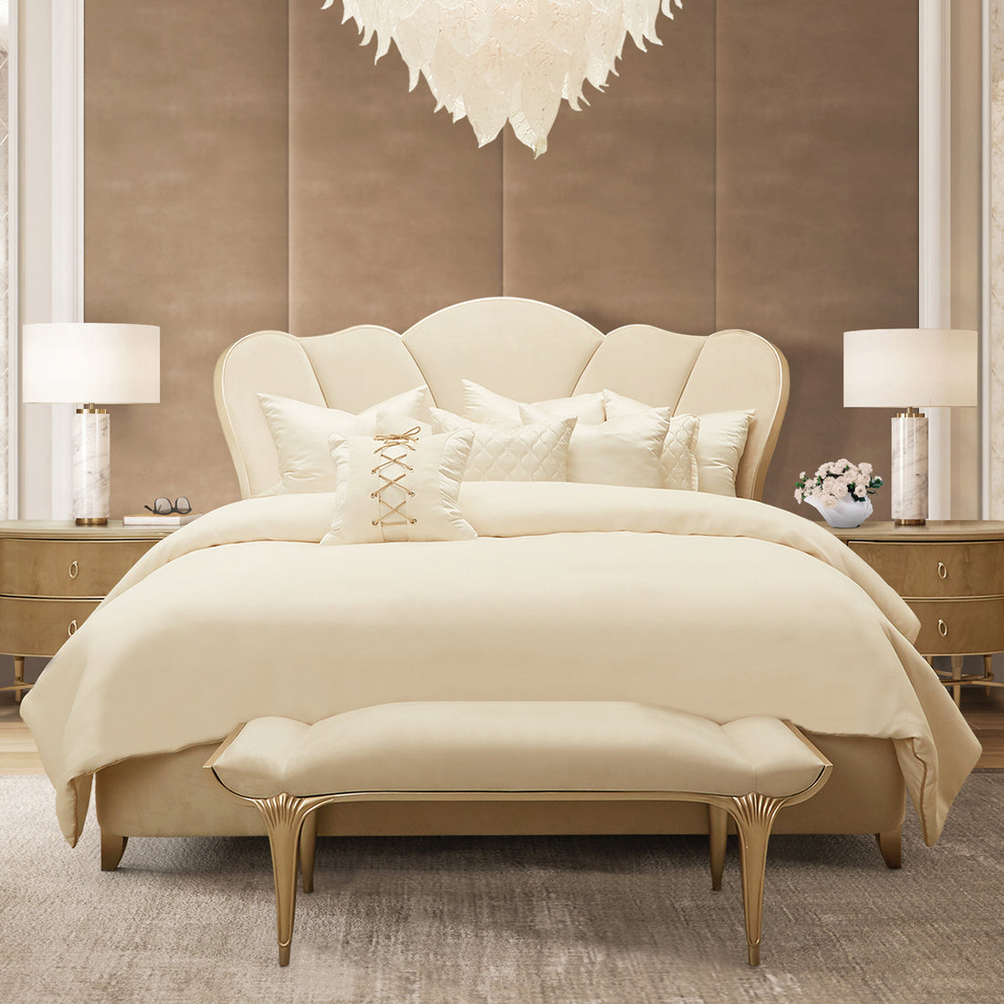 Michael Amini Villa Cherie Caramel bedroom collection