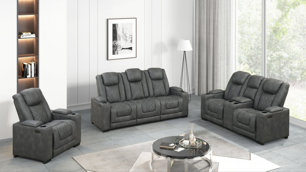 S4306 Rima (Dark Grey) 3pcs power reclining set