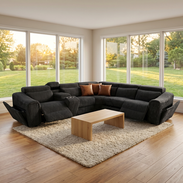 S7033 Yash (Black) reclining sectional