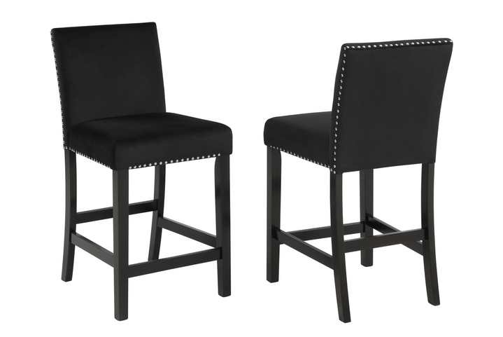 LENNON 1715 COUNTER HEIGHT FAUX WHITE MARBLE BLACK VELVET DINING SET