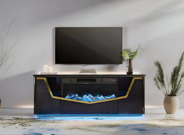 A-F11 Carmela (Black) tv stand with fireplace
