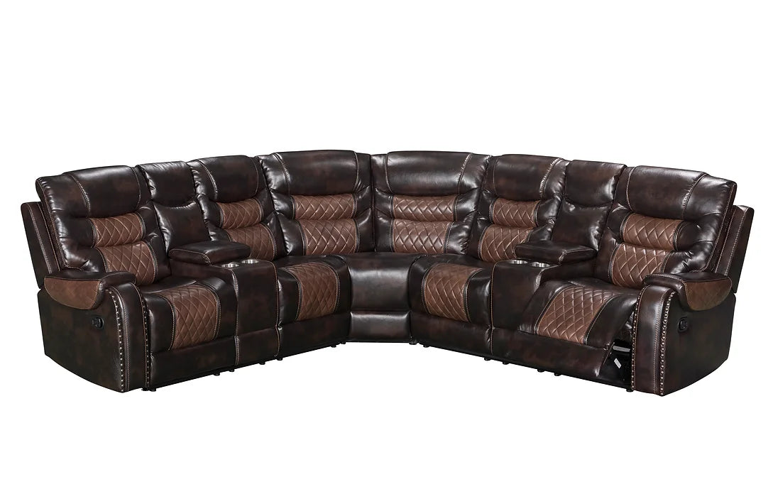S1988 Phoenix II Brown reclining sectional