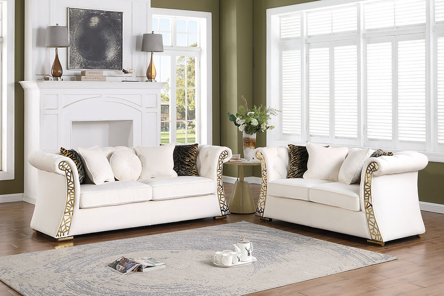 S1600 Curamo (Cream) sofa and loveseat