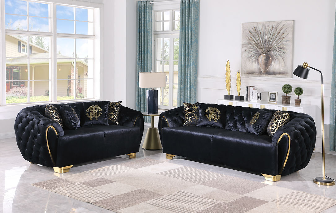 S2004 Mila sofa and loveseat (Black)