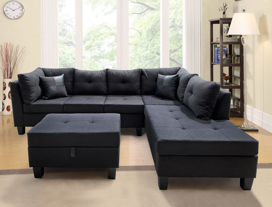 S507 Mio sectional and ottoman (Black)
