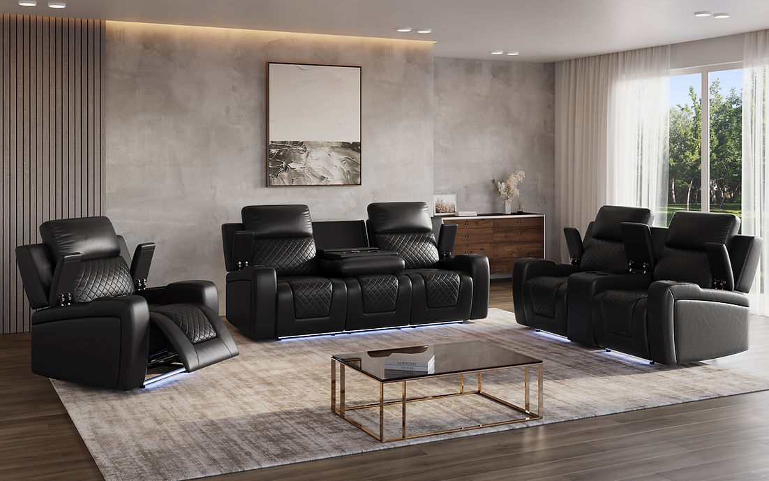 S4306 Rima (Brown) 3pcs power reclining set