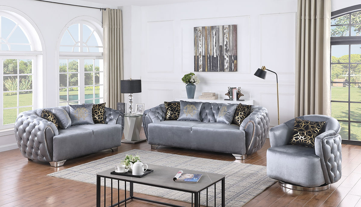 S2004 Mila sofa and loveseat (Grey)