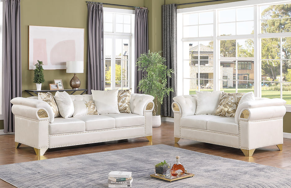 S3600 Emma (Cream) sofa and loveseat
