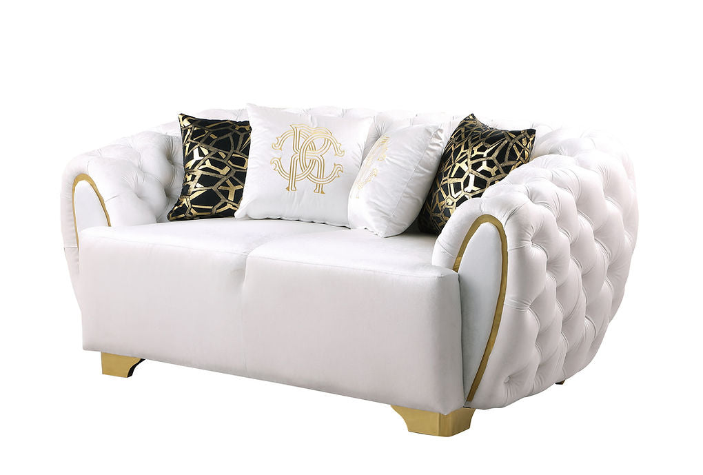 S2004 Mila sofa and loveseat (White)