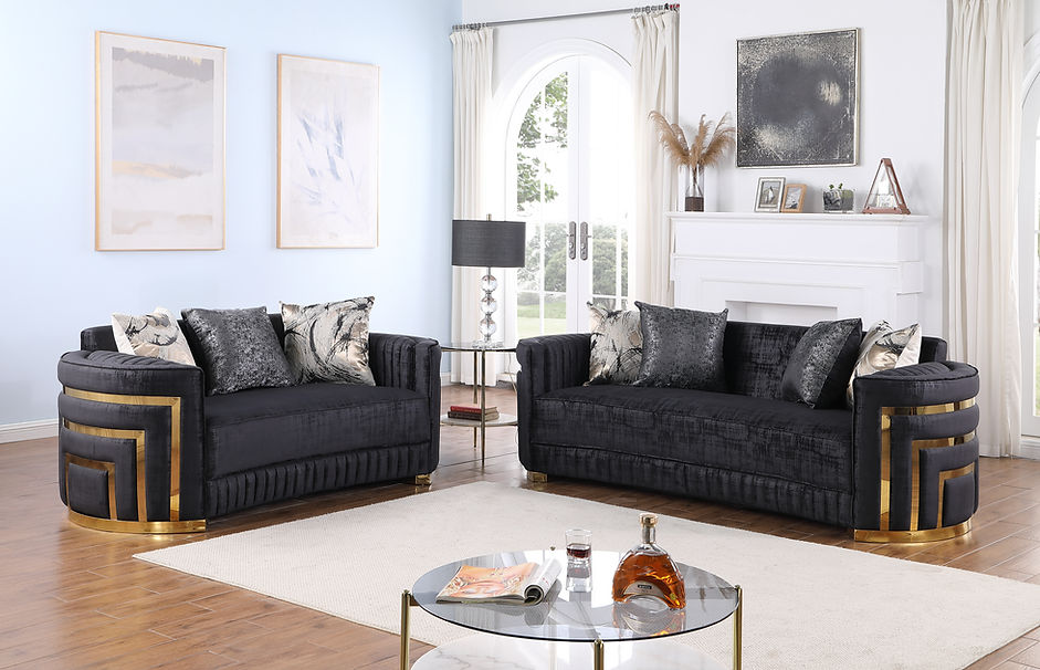 S3300 Minerva (Black) sofa and loveseat