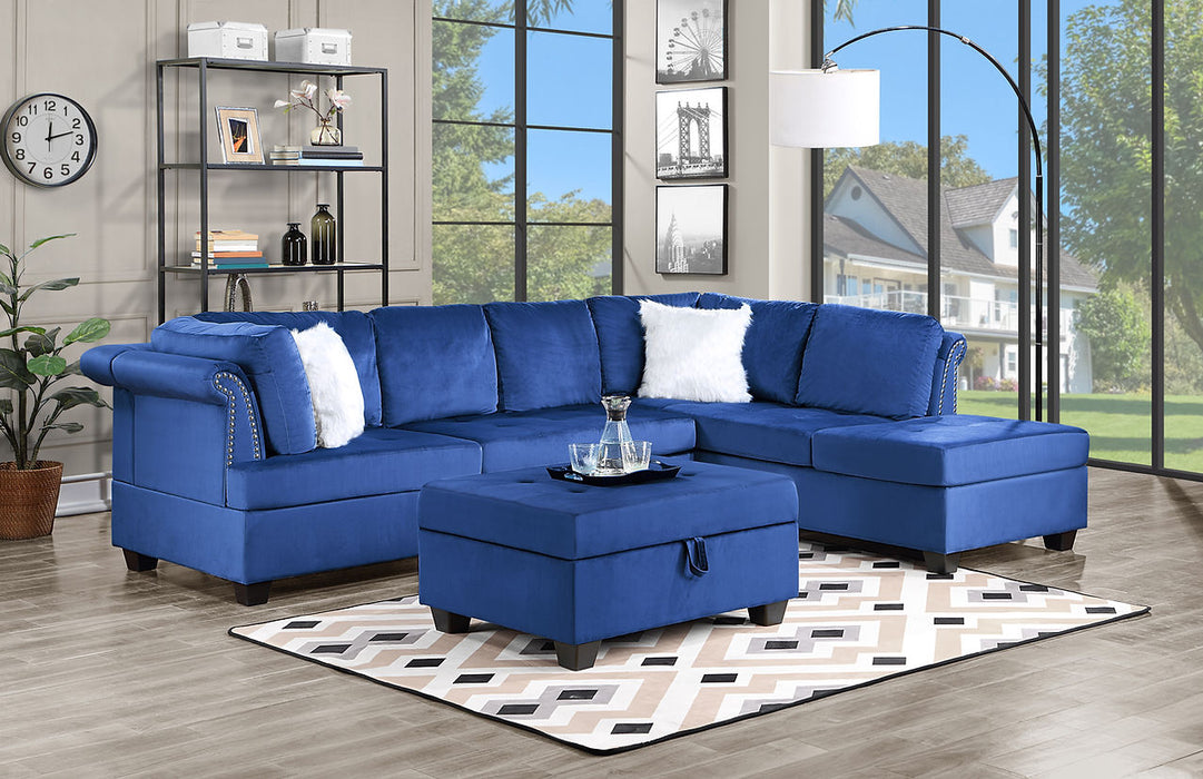 S5151 Ava (Blue) sectional with ottoman