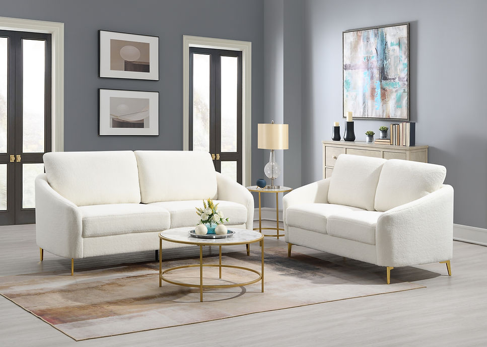 S160 Lila (White) sofa and loveseat
