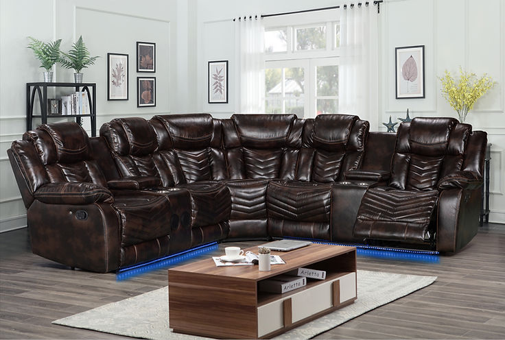 S2021 Lucky Charm reclining Sectional (Brown)