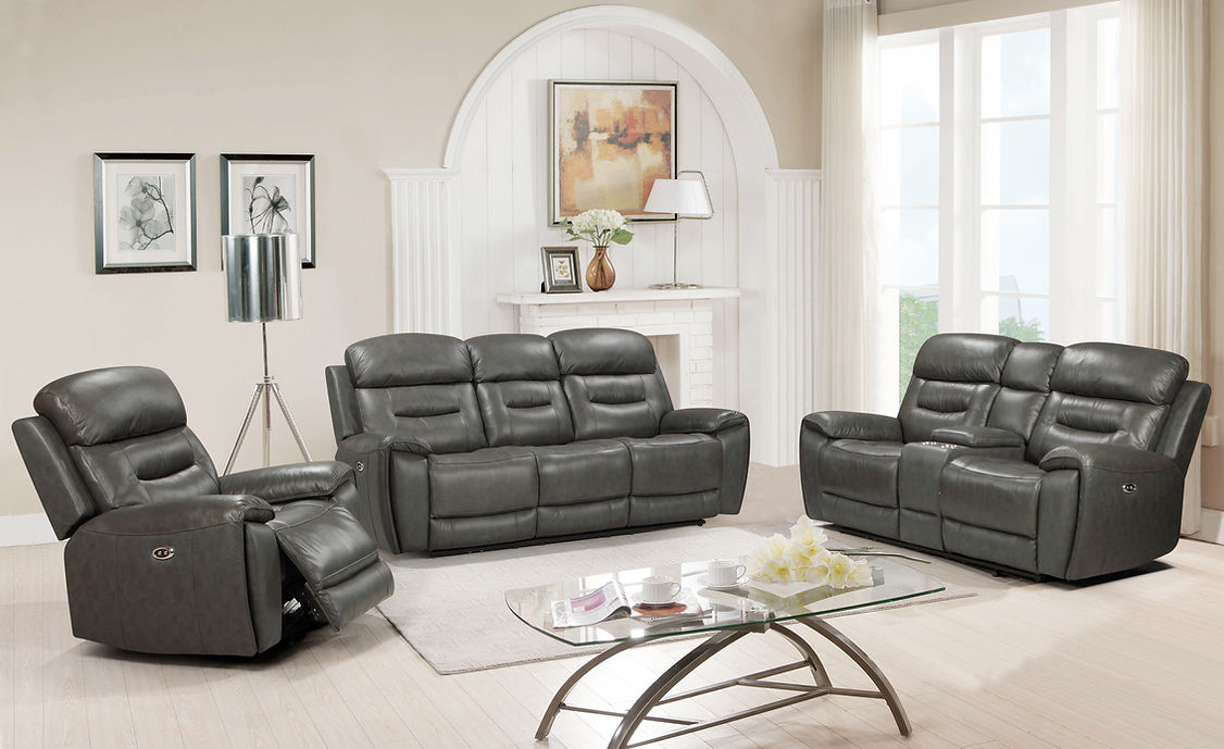 S2226 Rosewood Grey (Leather/Power) reclining set.