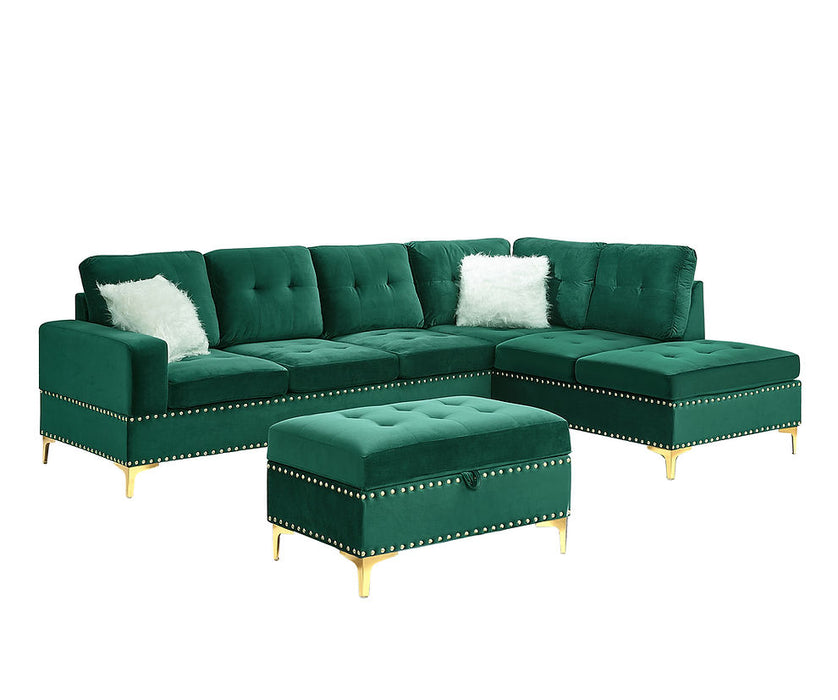 S123 Joy sectional and ottoman (Green)