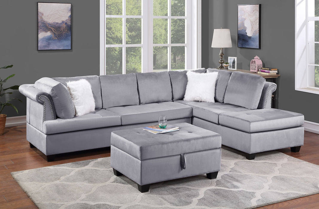 S5151 Ava (Grey) sectional with ottoman