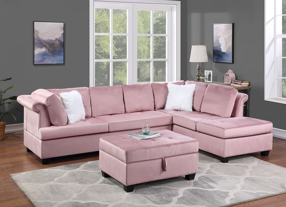 S5151 Ava (Pink) sectional with ottoman