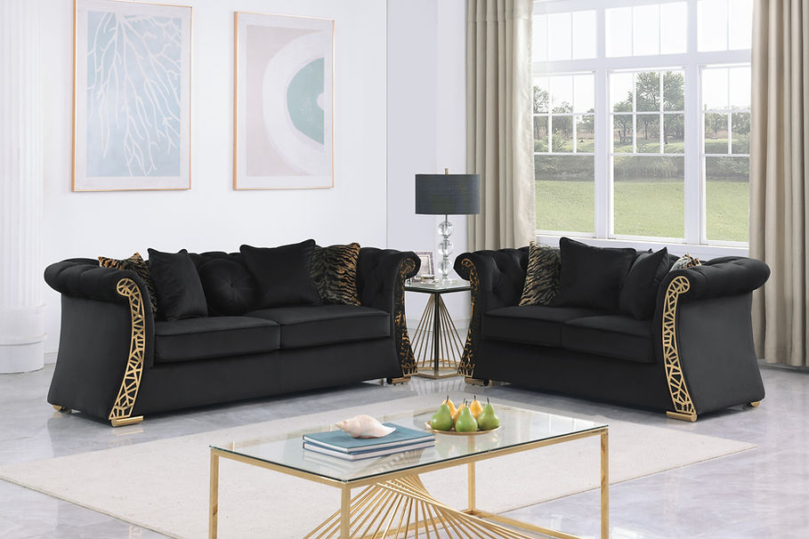 S1600 Curamo (Black) sofa and loveseat