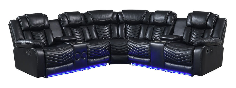 S2021 Lucky Charm reclining Sectional(Black)