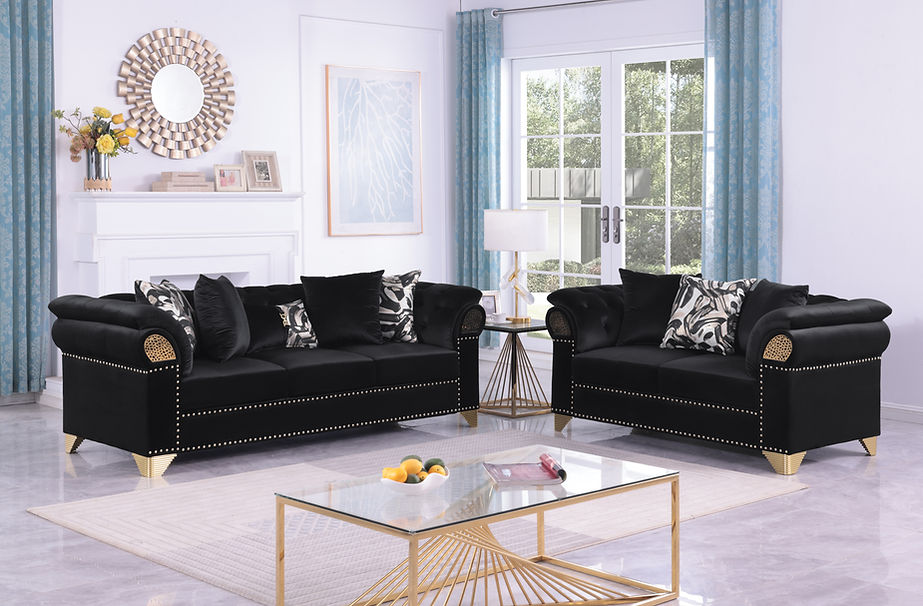 S3600 Emma (Black) sofa and loveseat