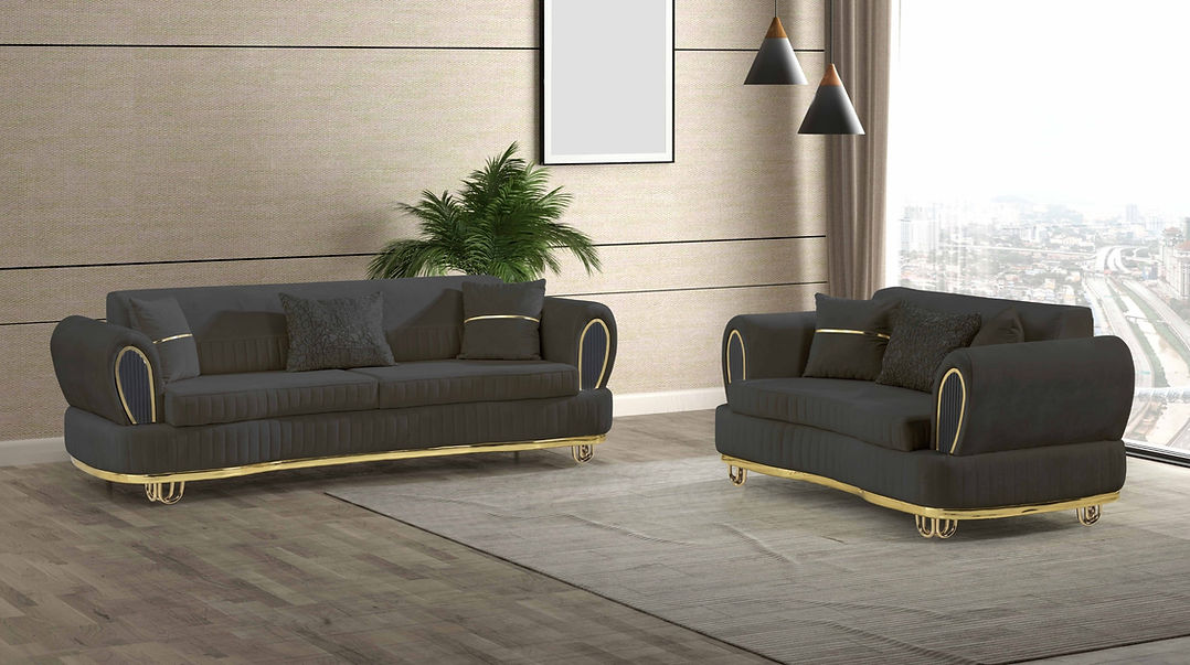 S5501 Kelebek sofa and loveseat (Grey)