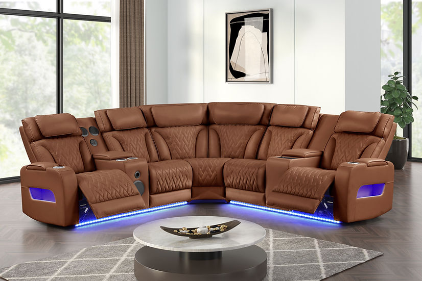 S2024 Skyline (Brown Caramel) power reclining sectional