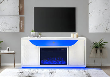 A-F07 Maya (White) tv stand with fireplace