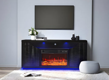 A-F07 Maya (Black) tv stand with fireplace