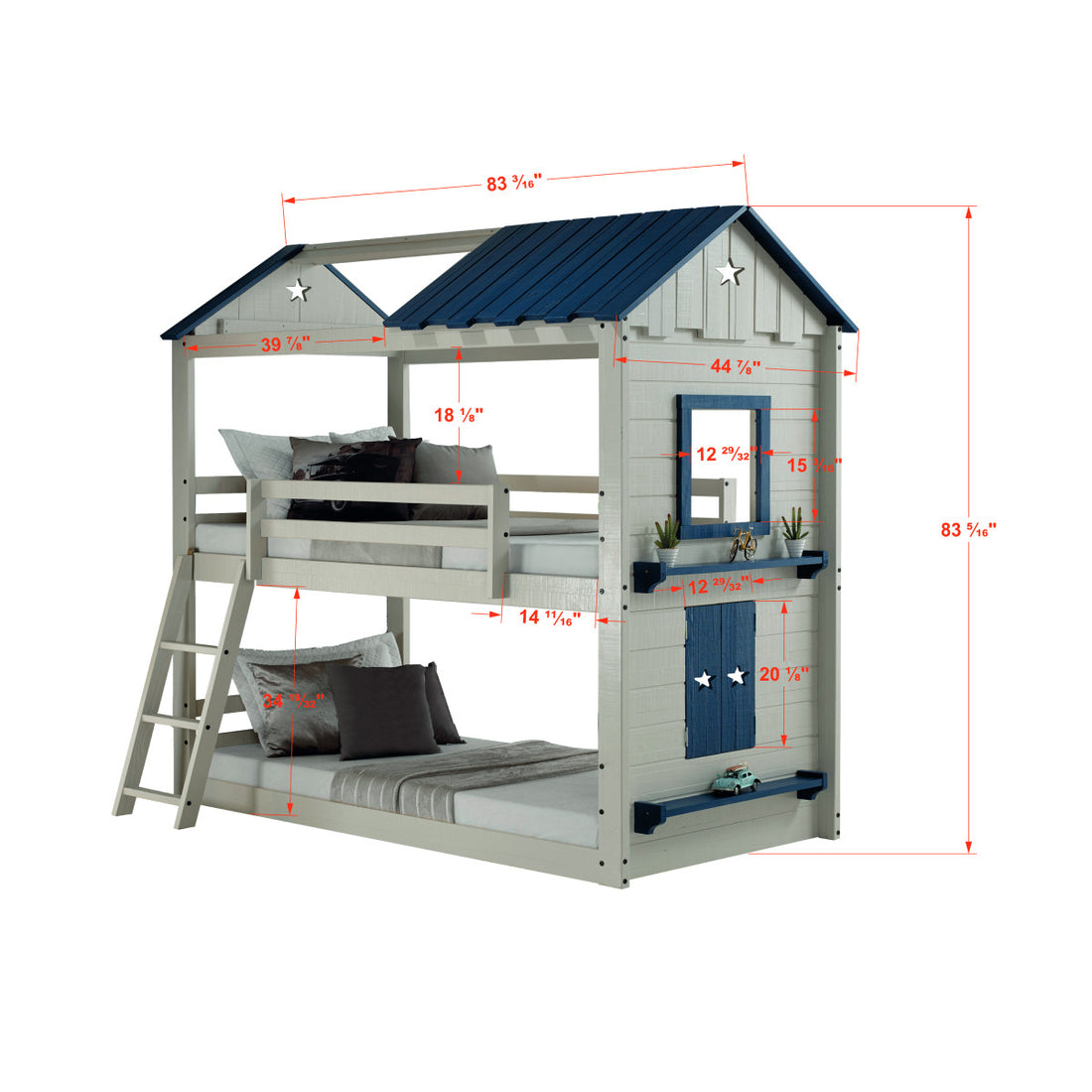 Donco 1580 Twin/ Twin Star Gaze Bunkbed Light Grey & Blue