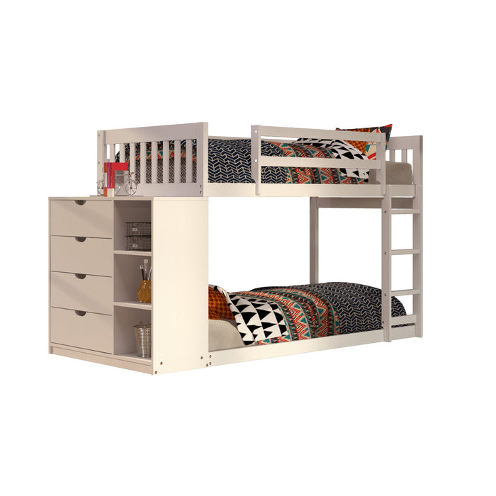 Donco 1600 Twin/ Twin Mission Built in Chest Bunkbed in White
