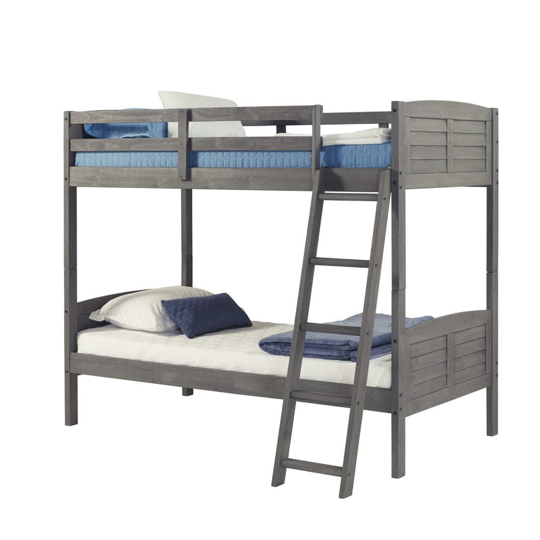 Donco 2010 Twin/ Twin Louver Bunkbed Antique Grey with Ladder